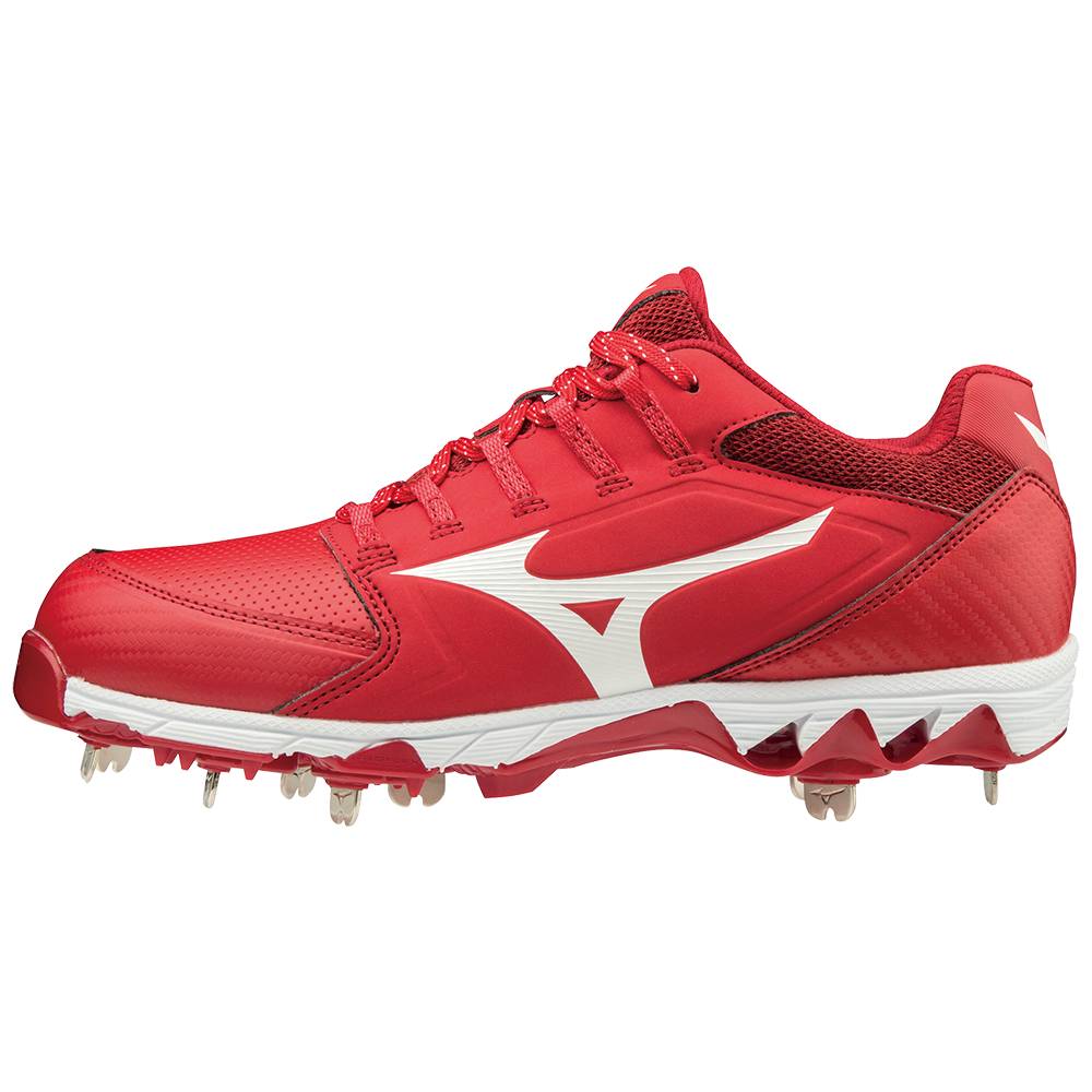 Mizuno 9-Spike Swift 6 Kısa Metal - Bayan Softball Ayakkabı - Kırmızı/Beyaz Türkiye (QYCSRJ-342)